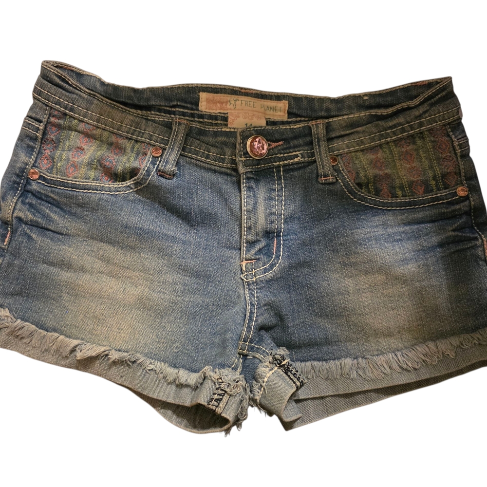 Free Planet Girls Distressed Jean Shorts, Size 14